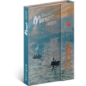 Határidőnapló mágnessel záródó, krémszínű lapokkal Claude Monet 110×160 mm, Presco