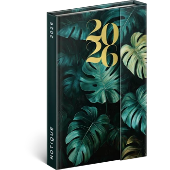 Határidőnapló mágnessel záródó, krémszínű lapokkal Monstera 110×160 mm, Presco