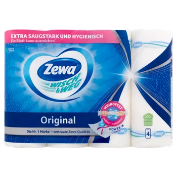 Háztartási papírtörlő 2 rétegű 4 tekercs/csomag Wish&Weg Original Zewa fehér