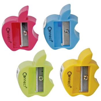Hegyező 1 lyukú műanyag Connect alma alakú, különféle színek