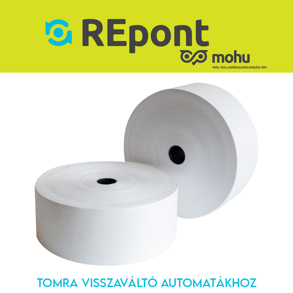 Hőpapír 58mm széles, 450fm hosszú, cséve 25mm, BPA mentes nyomatlan, TOMRA MOHU visszaváltó gépekhez PENCART