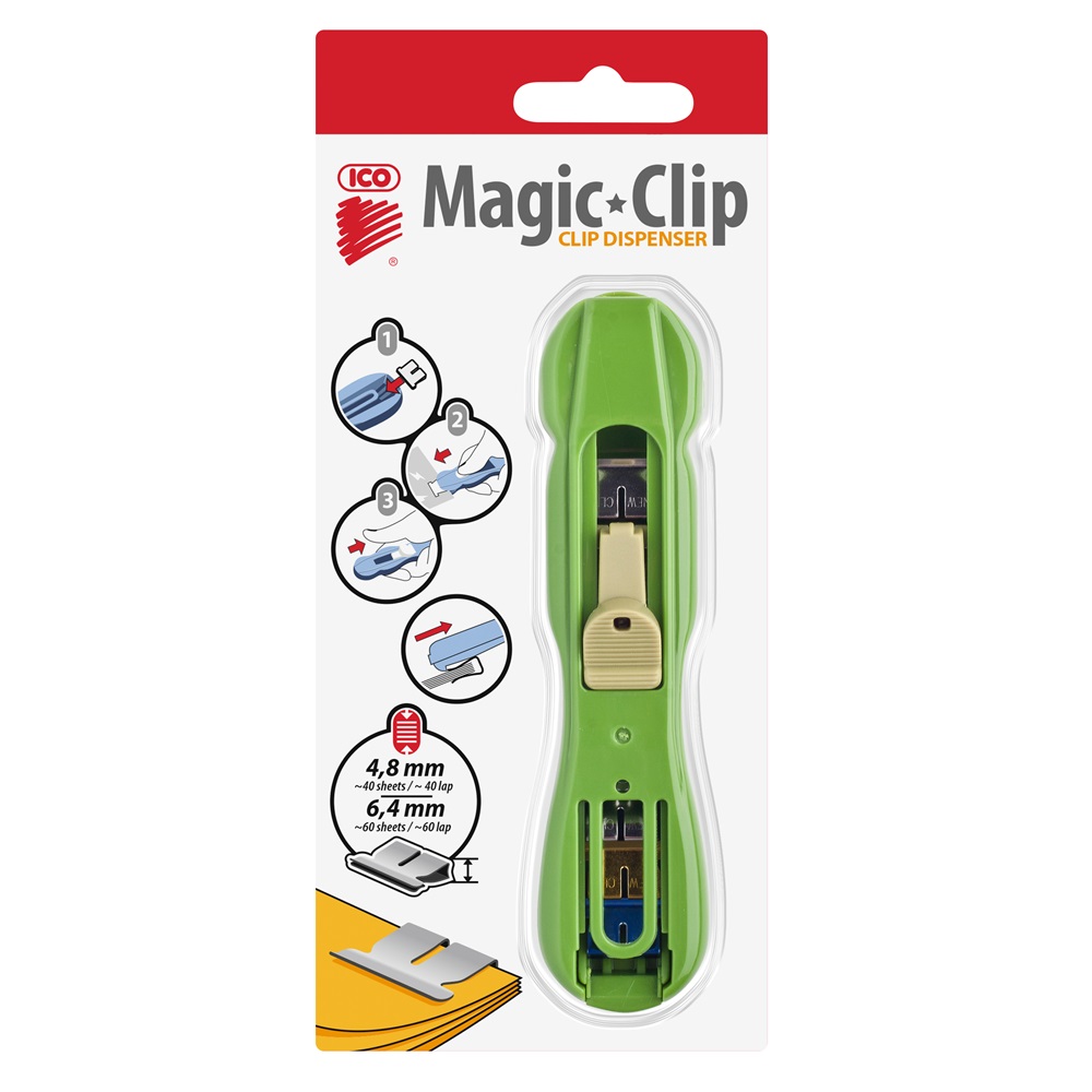 Iratcsíptető fűzőgép + kapocs Ico Magic clipper