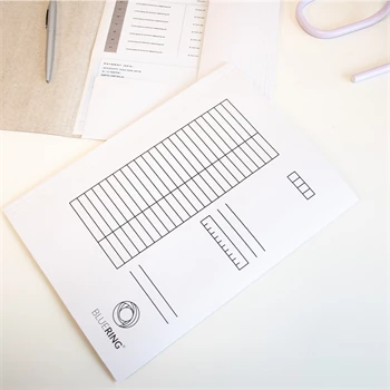 Iratgyűjtő, táblázatos pólyás dosszié A4, 230g. karton Bluering® fehér