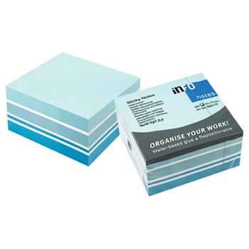 Jegyzettömb öntapadó, 75x75mm, 400lap,5654-70 Info Notes pasztell színek fehér,kék, türkiz
