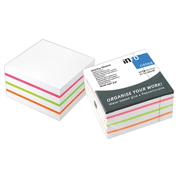 Jegyzettömb öntapadó, 75x75mm, 450lap, 5654-68 Info Notes pasztell színek fehér,pink, zöld, narancs