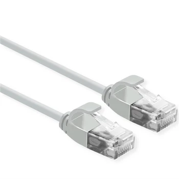 Kábel UTP CAT6a LSOH, Slim, Datacenterekbe, kihúzás gátló, 0,5m, Roline szürke