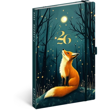 Keménytáblás notesz krémszínű lapokkal leszorító gumiszalaggal Fox 130x210mm, Presco