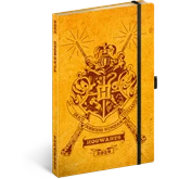 Keménytáblás notesz krémszínű lapokkal leszorító gumiszalaggal Harry Potter-Hogwarts 130x210mm, Presco