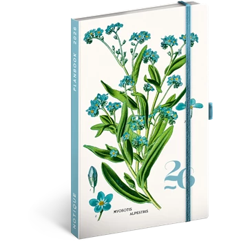 Keménytáblás notesz krémszínű lapokkal leszorító gumiszalaggal Herbarium 130x210mm, Presco