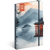 Keménytáblás notesz krémszínű lapokkal leszorító gumiszalaggal Japan 130x210mm, Presco