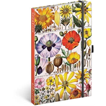 Keménytáblás notesz vonalas krémszínű lapokkal leszorító gumiszalaggal Herbal 130x210mm, Presco