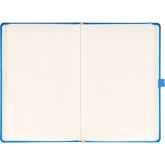 Keménytáblás notesz pontozott vonalozással krémszínű lapokkal leszorító gumiszalaggal Blue 130x210mm, Presco