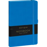 Keménytáblás notesz pontozott vonalozással krémszínű lapokkal leszorító gumiszalaggal Blue 130x210mm, Presco