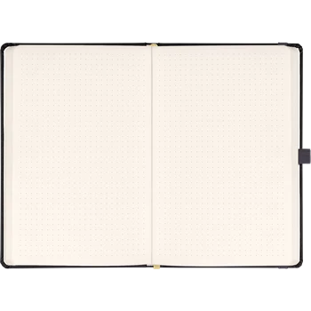 Keménytáblás notesz pontozott vonalozással krémszínű lapokkal leszorító gumiszalaggal Gray 130x210mm, Presco