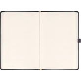 Keménytáblás notesz pontozott vonalozással krémszínű lapokkal leszorító gumiszalaggal Gray 130x210mm, Presco