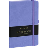 Keménytáblás notesz pontozott vonalozással krémszínű lapokkal leszorító gumiszalaggal Lila 130x210mm, Presco