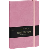 Keménytáblás notesz pontozott vonalozással krémszínű lapokkal leszorító gumiszalaggal Pink 130x210mm, Presco