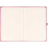 Keménytáblás notesz pontozott vonalozással krémszínű lapokkal leszorító gumiszalaggal Pink 130x210mm, Presco