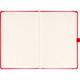 Keménytáblás notesz pontozott vonalozással krémszínű lapokkal leszorító gumiszalaggal Red 130x210mm, Presco