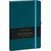 Keménytáblás notesz pontozott vonalozással krémszínű lapokkal leszorító gumiszalaggal Teal 130x210mm, Presco