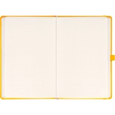 Keménytáblás notesz pontozott vonalozással krémszínű lapokkal leszorító gumiszalaggal Yellow 130x210mm, Realsystem