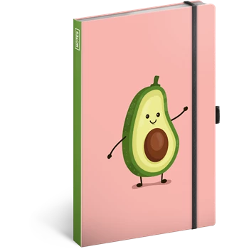 Keménytáblás notesz vonalas krémszínű lapokkal leszorító gumiszalaggal Avocado  130x210mm, Presco