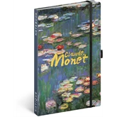 Keménytáblás notesz vonalas krémszínű lapokkal leszorító gumiszalaggal Claude Monet 130x210mm, Presco