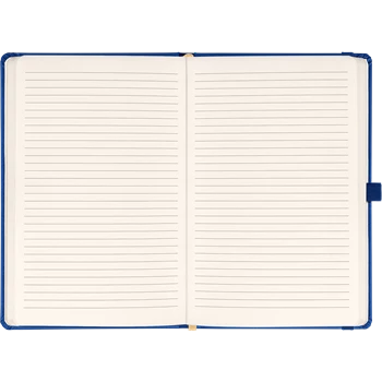 Keménytáblás notesz vonalas krémszínű lapokkal leszorító gumiszalaggal Dark blue 130x210mm, Presco