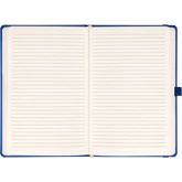 Keménytáblás notesz vonalas krémszínű lapokkal leszorító gumiszalaggal Dark blue 130x210mm, Presco