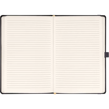 Keménytáblás notesz vonalas krémszínű lapokkal leszorító gumiszalaggal Gray 130x210mm, Presco