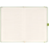 Keménytáblás notesz vonalas krémszínű lapokkal leszorító gumiszalaggal Green 130x210mm, Presco