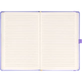 Keménytáblás notesz vonalas krémszínű lapokkal leszorító gumiszalaggal Lila 130x210mm, Presco