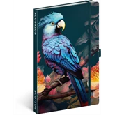 Keménytáblás notesz vonalas krémszínű lapokkal leszorító gumiszalaggal Parrot 130x210mm, Presco