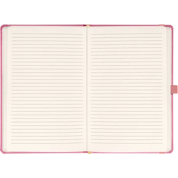 Keménytáblás notesz vonalas krémszínű lapokkal leszorító gumiszalaggal Pink 130x210mm, Presco