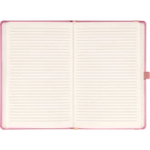 Keménytáblás notesz vonalas krémszínű lapokkal leszorító gumiszalaggal Pink 130x210mm, Presco