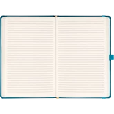 Keménytáblás notesz vonalas krémszínű lapokkal leszorító gumiszalaggal Teal 130x210mm, Presco