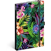 Keménytáblás notesz vonalas krémszínű lapokkal leszorító gumiszalaggal Tropical  130x210mm, Presco