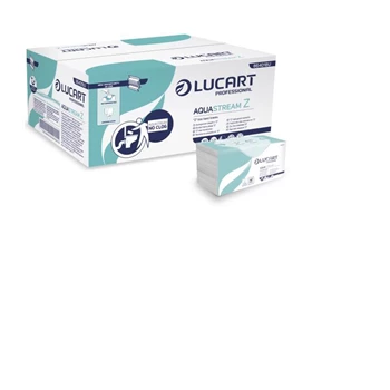 Kéztörlő 2 rétegű Z hajtogatású 242 lap/csomag 15 cs/karton Z Aquastream Lucart_864018U hófehér