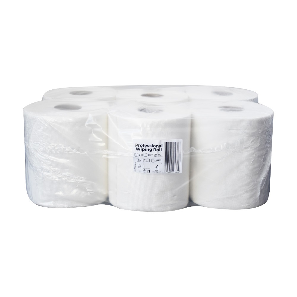 Kéztörlő 2 rétegű tekercses átmérő: 19 cm 100% cellulóz 92 m/tekercs 6 tekercs/karton Bluering® hófehér
