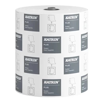 Kéztörlő 2 rétegű tekercses átmérő: 19 cm perforáció nélküli 6 tekercs/karton System Katrin_97449 fehér