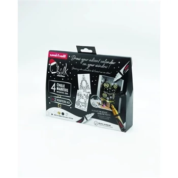 Krétamarker folyékony 1,8-2,5mm Uni-Posca PWE-5M 4 db-os Karácsonyi elegáns készlet