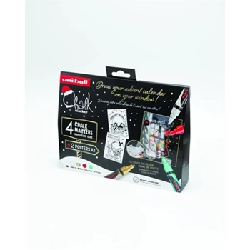 Krétamarker folyékony 1,8-2,5mm Uni-Posca PWE-5M 4 db-os Karácsonyi készlet