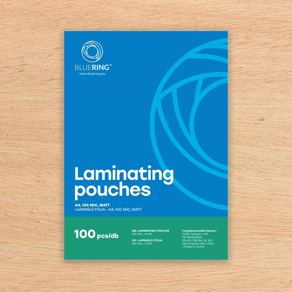 Lamináló fólia A4, 100 micron matt 100 db/doboz, Bluering®