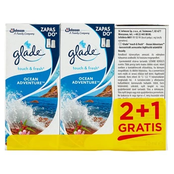 Légfrissítő utántöltő 3 x 10 ml 2+1 Glade® Touch&Fresh Ocean Adventures