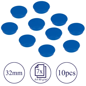 Mágnes 32mm, erősség: 800 g. Franken 10 db/csomag, kék