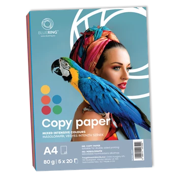 Másolópapír, színes, vegyes színek A4, 80 g Bluering® 5 x 20 ív/csomag, intenzív színes