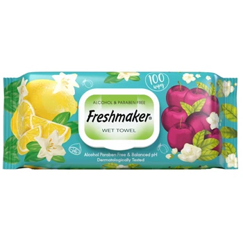 Nedves törlőkendő fertőtlenítő hatással zárható fedéllel 100 lap/csomag alkoholmentes Freshmaker