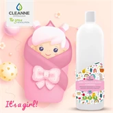 Mosógél 1 liter (20 mosás) fehér és színes ruhákhoz Cleanne_Baba-Mama Its a girl