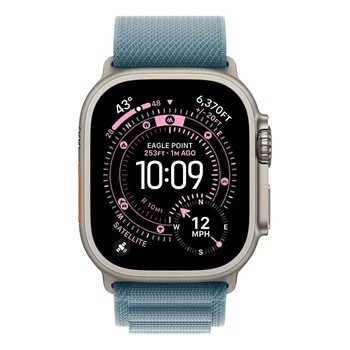 Okosóra Apple Watch Ultra 3 Cellular 49mm Natural Titanium Case with Light Blue Alpine Loop - Medium