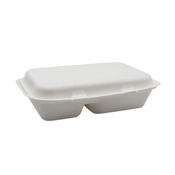 Papírdoboz ételes 2 részes 23 x 15 x 8 cm komposztálható cukornád 125 db/csomag natúr